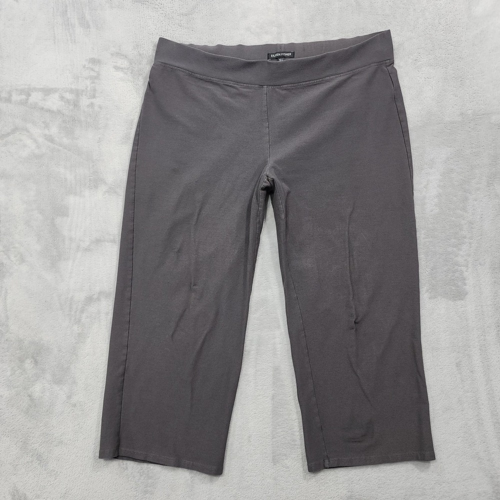 Eileen Fisher Pants Womens M Gray Washable Stretch Crepe Slim Capri Crop Pull On